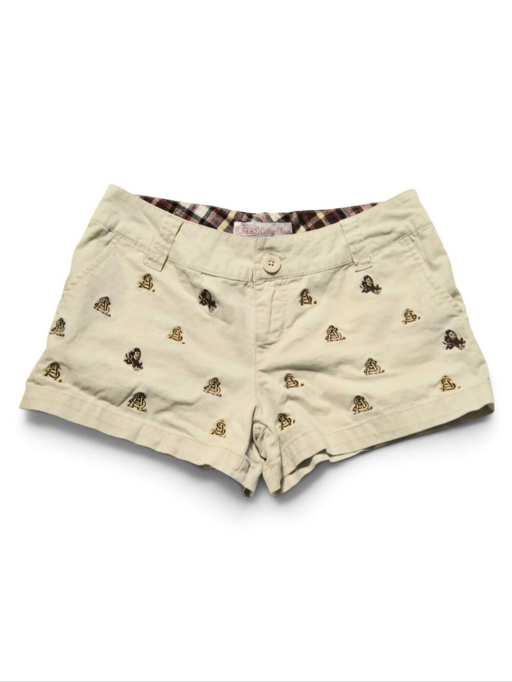 ASU Sun Devils Vintage Sparky Embroidered Khaki Shorts 3